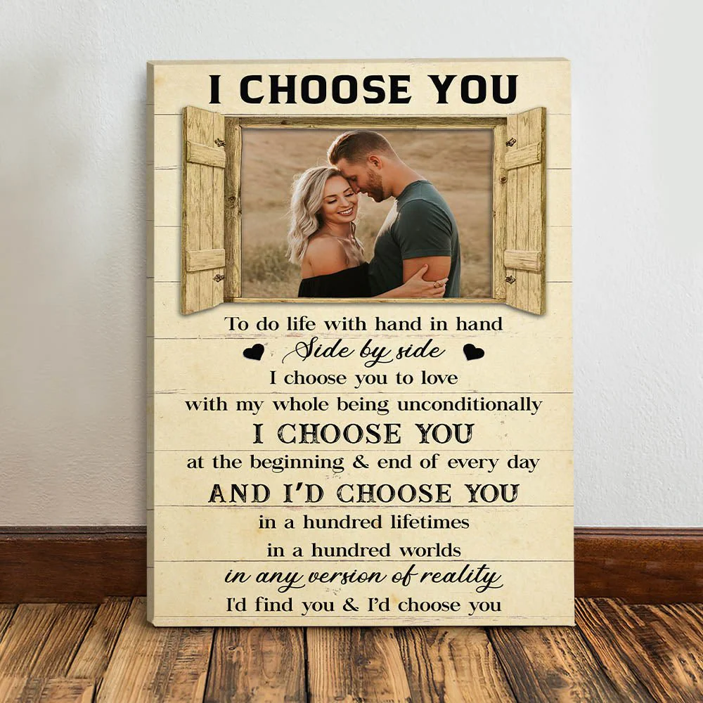 I Choose You Over & Over - Personalized Custom Photo Canvas - Image 3