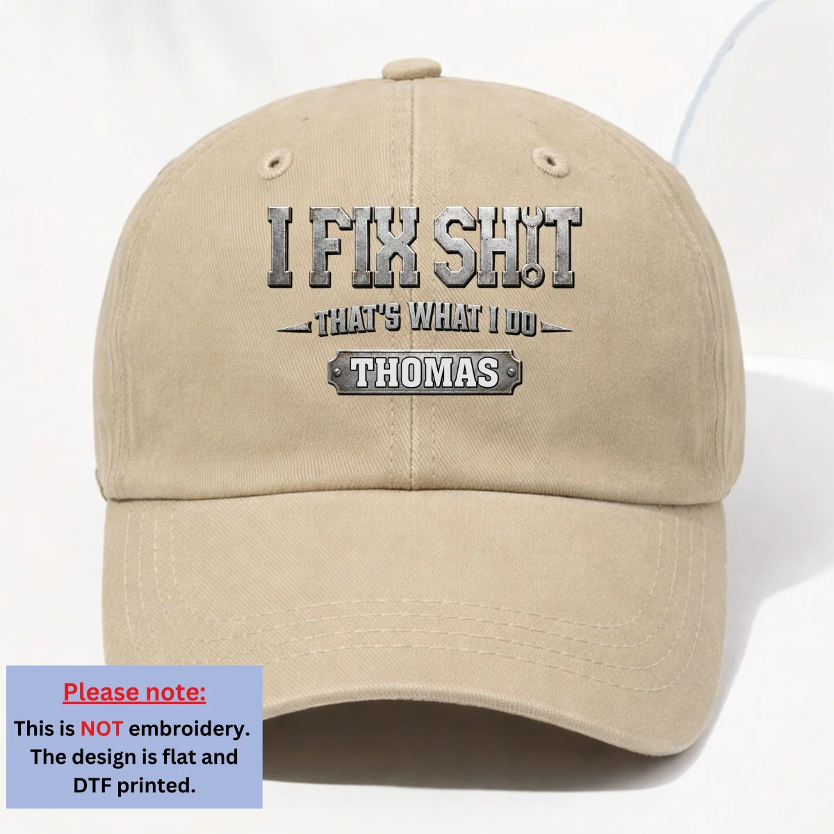 I Fix Everything - Personalized Custom Vintage Washed Denim Cap - Image 10