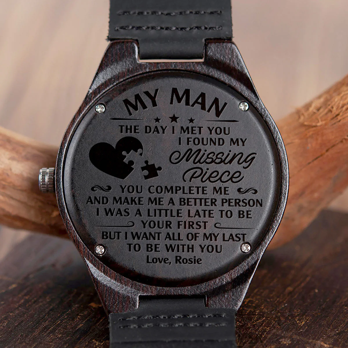 I Found My Missing Peace - Personalized Custom Wood Watch - Image 2