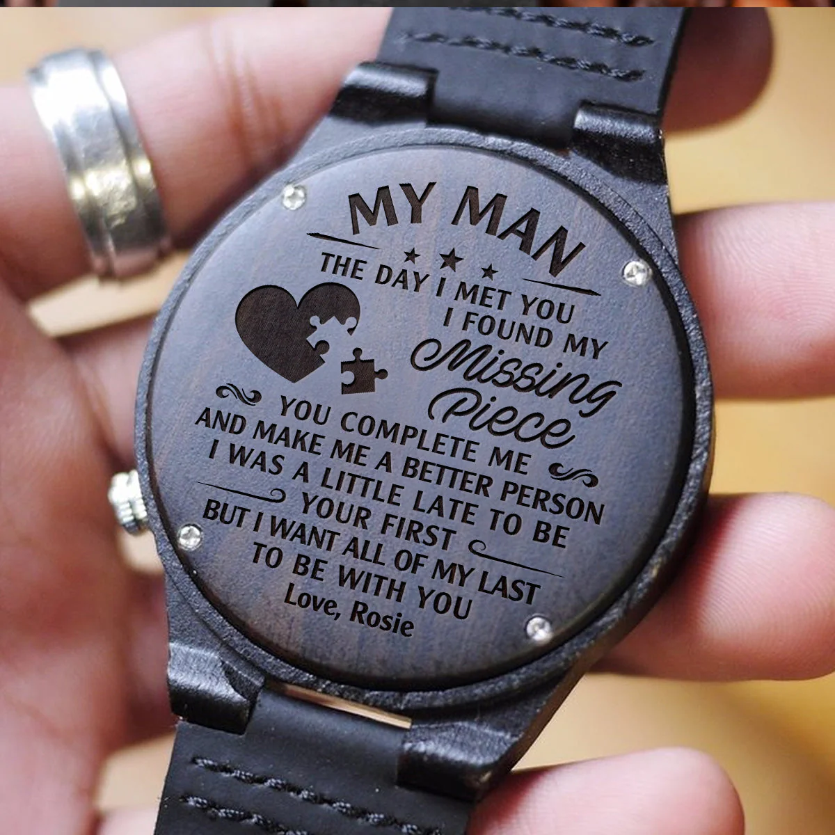 I Found My Missing Peace - Personalized Custom Wood Watch - Image 6