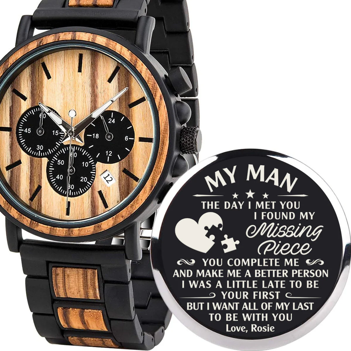 I Found My Missing Peace - Personalized Engraved Wooden Watches GP009 - Image 3