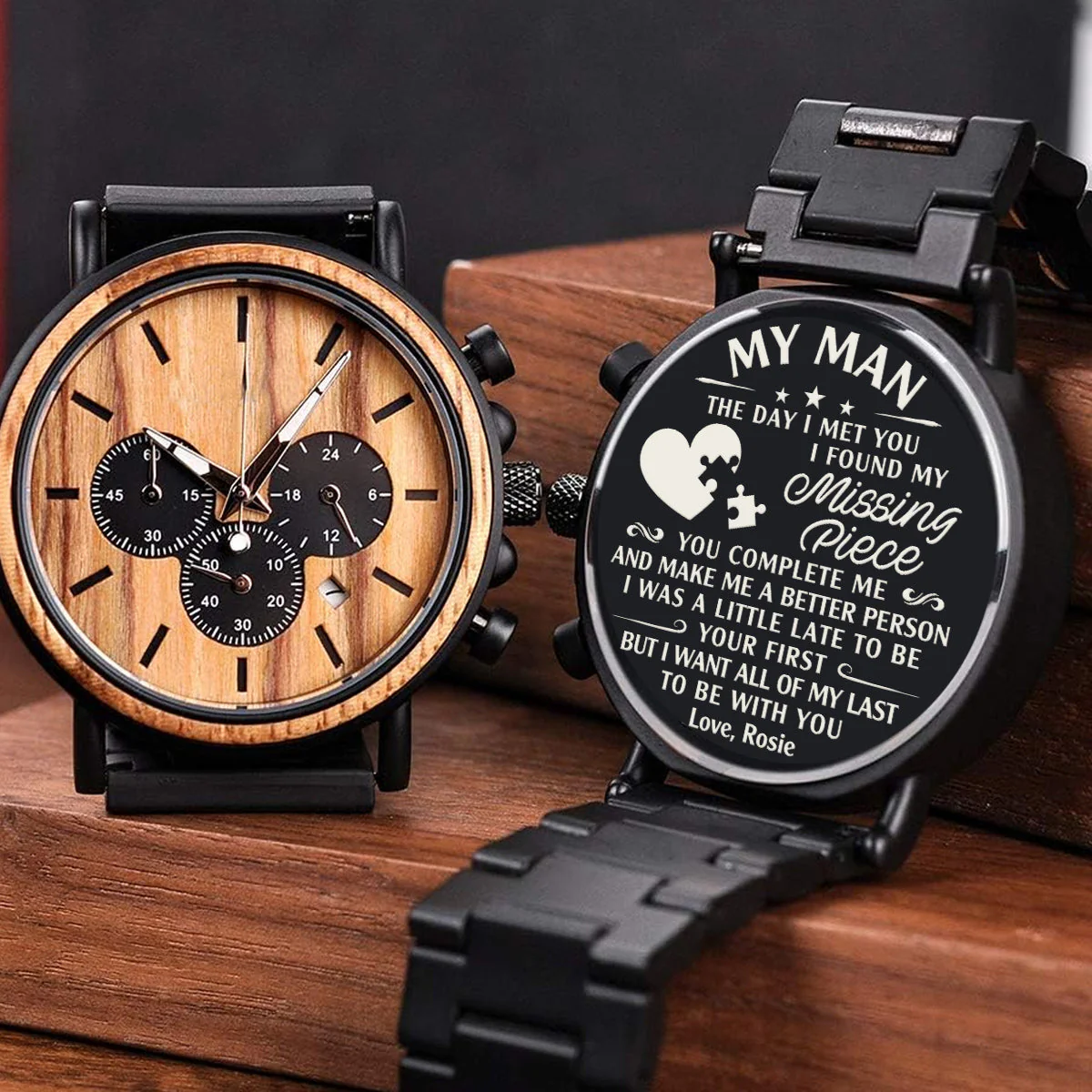 I Found My Missing Peace - Personalized Engraved Wooden Watches GP009 - Image 5