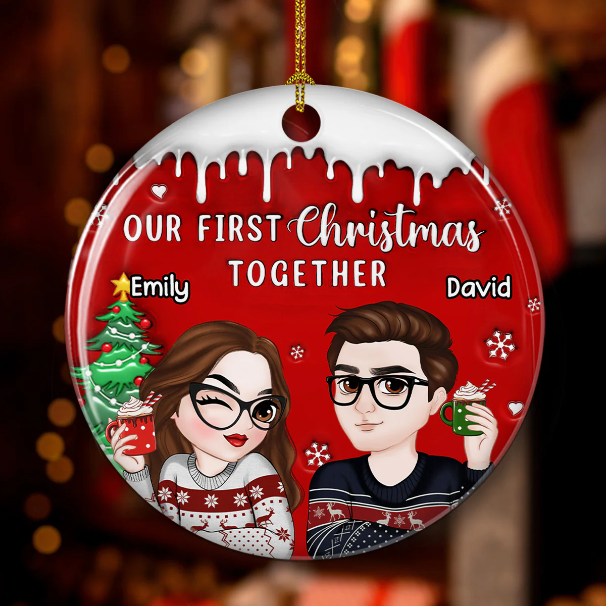 I Found You - Personalized Custom 3D Inflated Effect Ceramic Ornament - Image 2