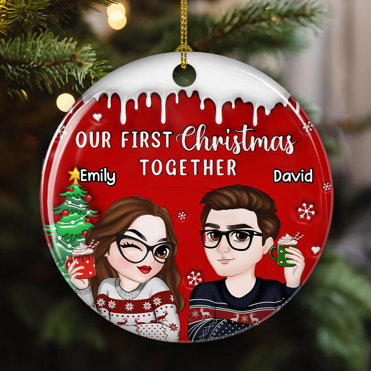 I Found You - Personalized Custom 3D Inflated Effect Ceramic Ornament - Image 3