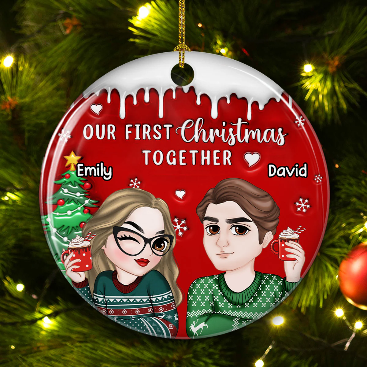 I Found You - Personalized Custom 3D Inflated Effect Ceramic Ornament - Image 4