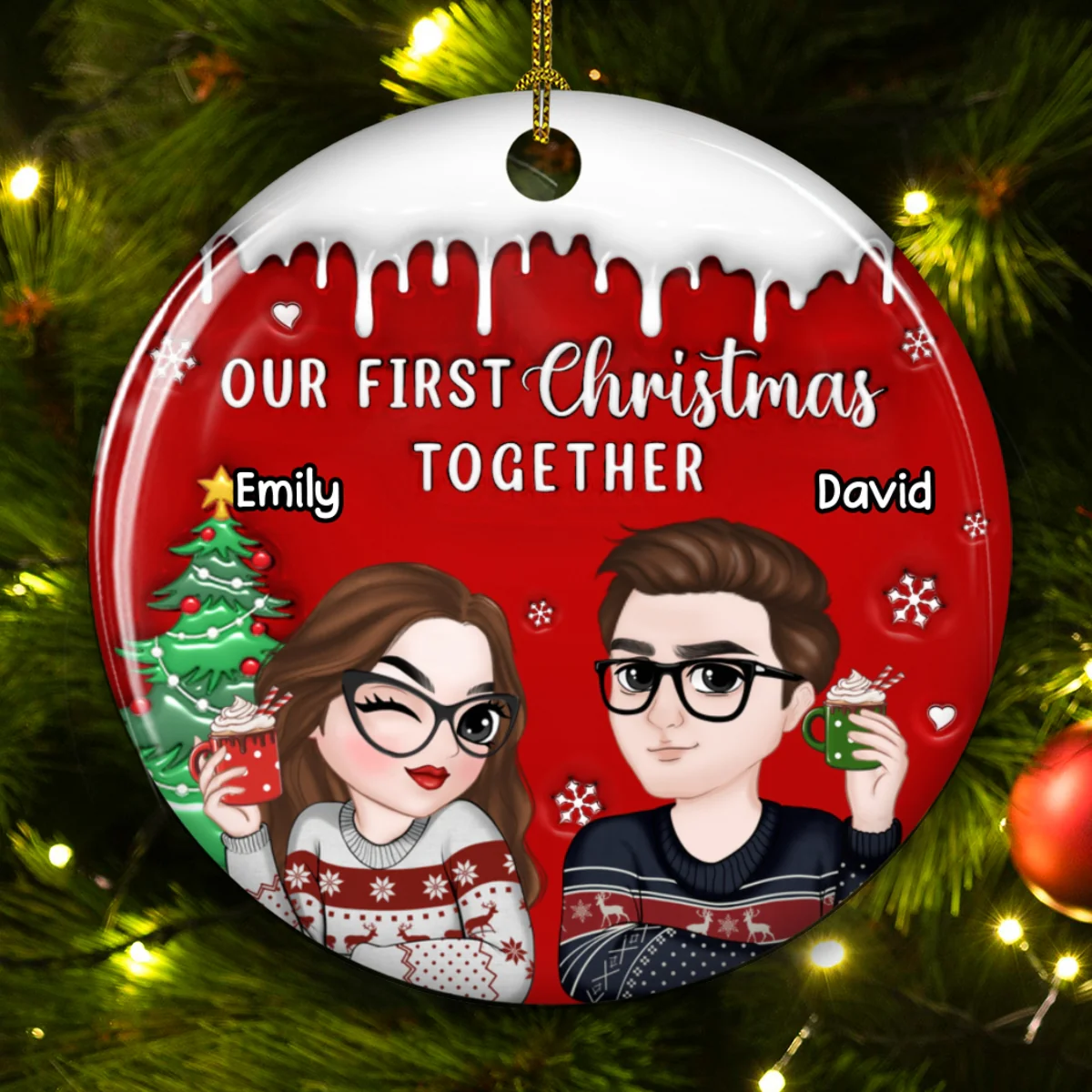 I Found You - Personalized Custom 3D Inflated Effect Ceramic Ornament - Image 6