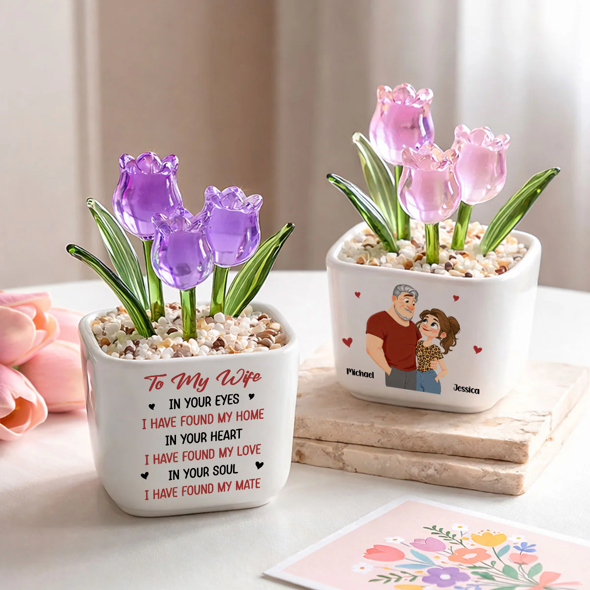 I Found You - Personalized Custom Glass Everlasting Tulips - Image 2