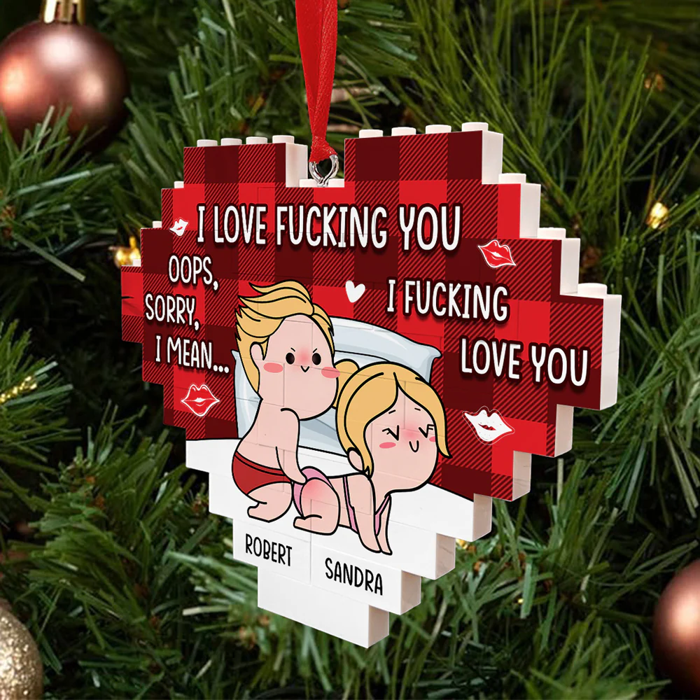 I Fucking Love You - Personalized Custom Heart Puzzle Ornament - Image 2