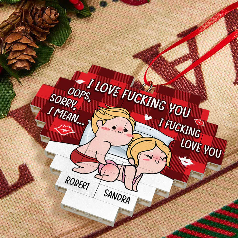 I Fucking Love You - Personalized Custom Heart Puzzle Ornament - Image 3