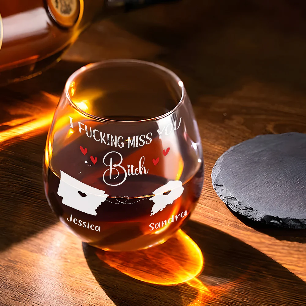 I Fucking Miss You Bitch - Personalized Custom Wine Glass - Image 2