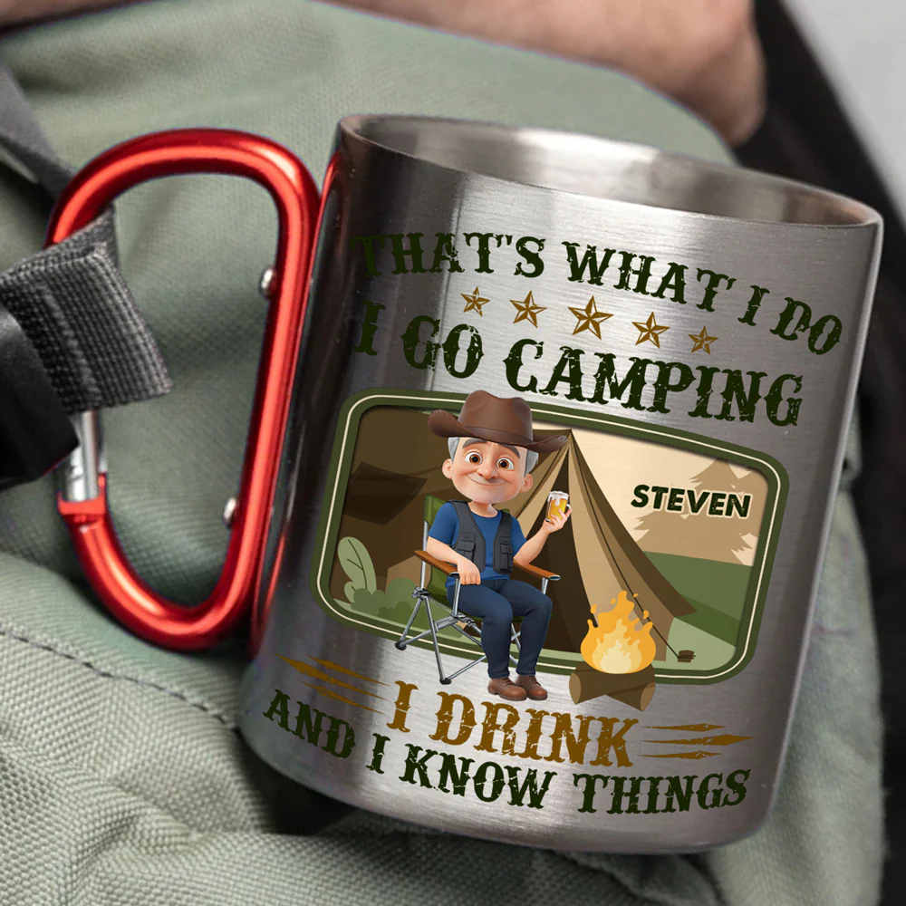 I Go Camping I Drink - Personalized Custom Carabiner Mug - Image 3
