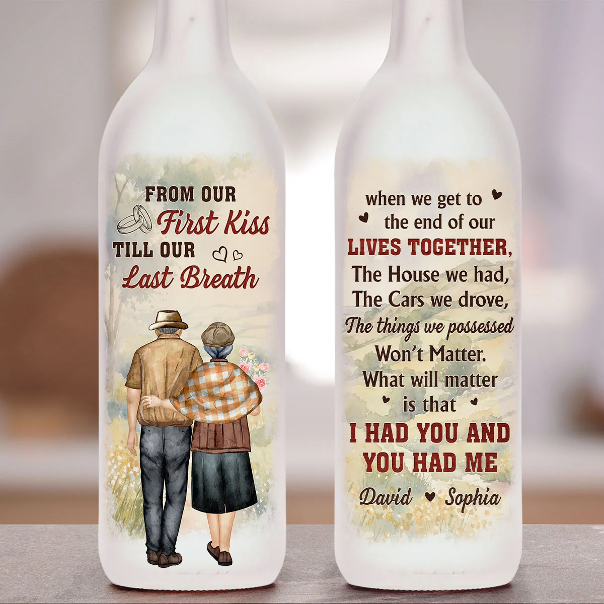I Had You And You Had Me Husband Wife - Personalized Custom Bottle Lamp - Image 3