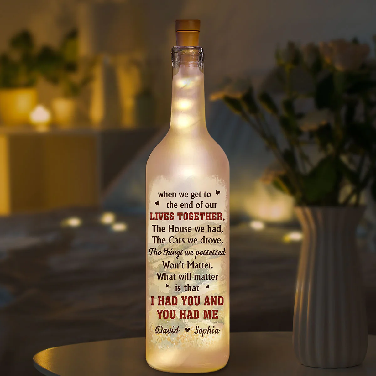 I Had You And You Had Me Husband Wife - Personalized Custom Bottle Lamp - Image 4