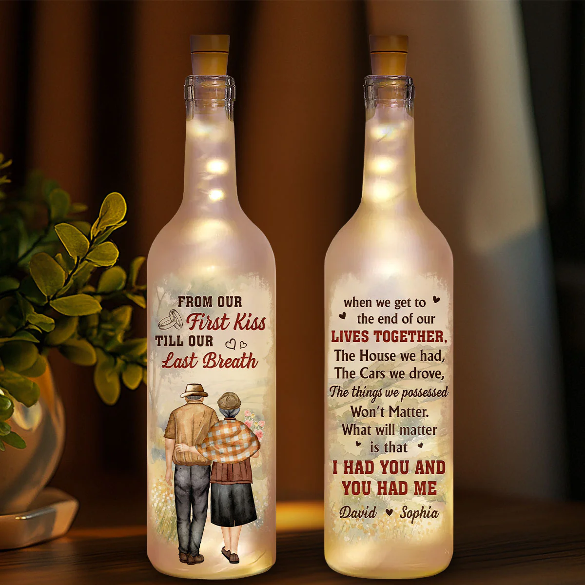 I Had You And You Had Me Husband Wife - Personalized Custom Bottle Lamp - Image 5