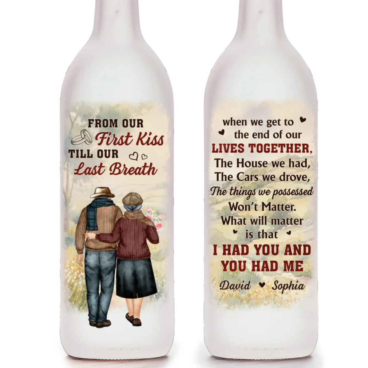 I Had You And You Had Me Husband Wife - Personalized Custom Bottle Lamp - Image 7