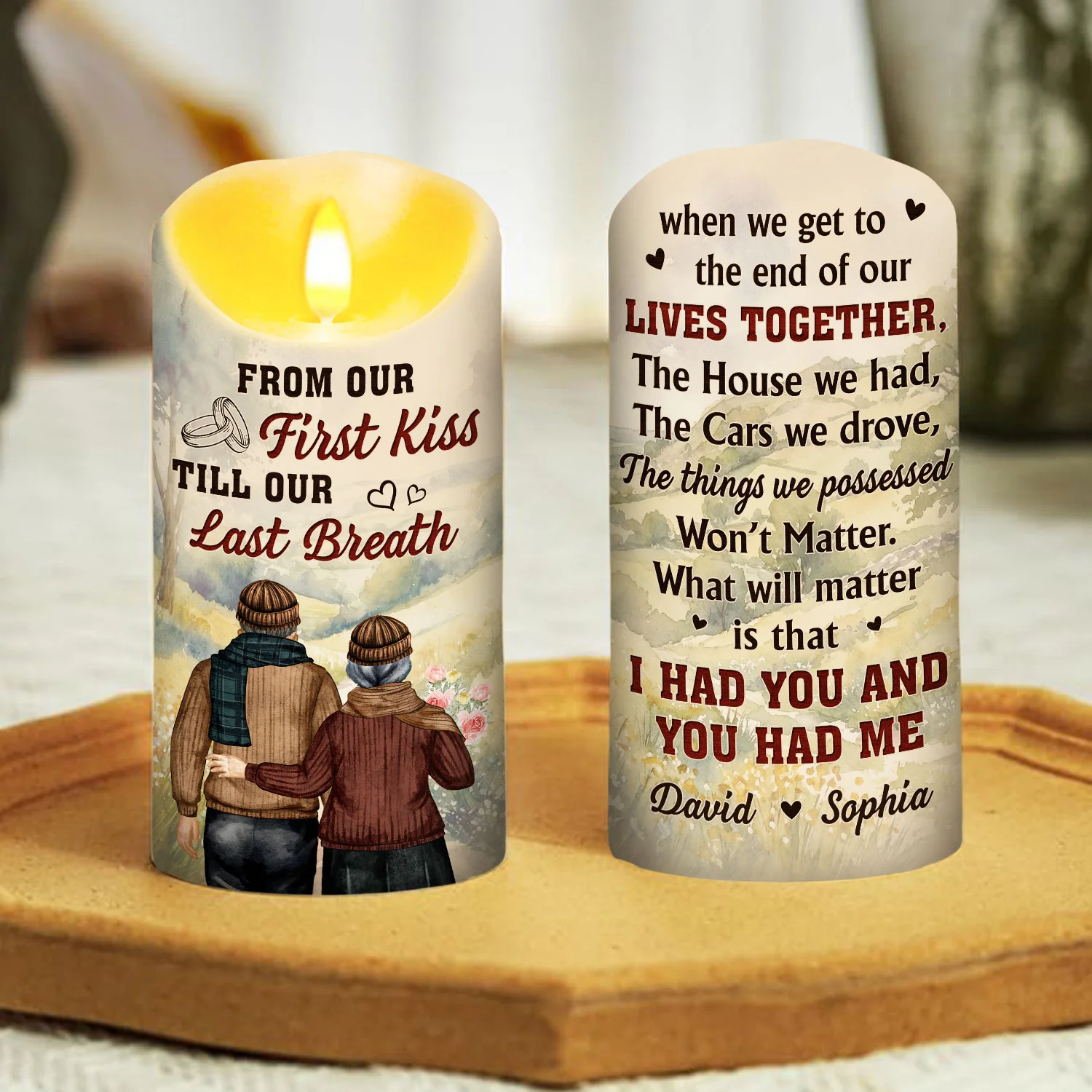 I Had You And You Had Me Husbanb Wife - Personalized Custom LED Candle - Image 4
