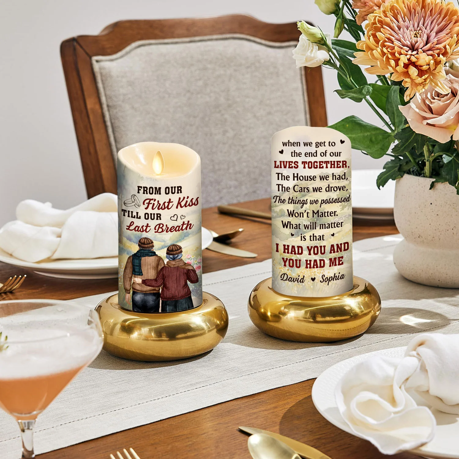 I Had You And You Had Me Husbanb Wife - Personalized Custom LED Candle - Image 5