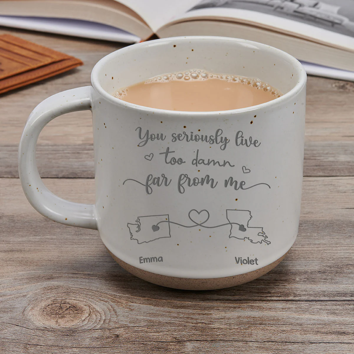 I Hate How Far You Are - Personalized Custom Engraved Pottery Mug - Image 4