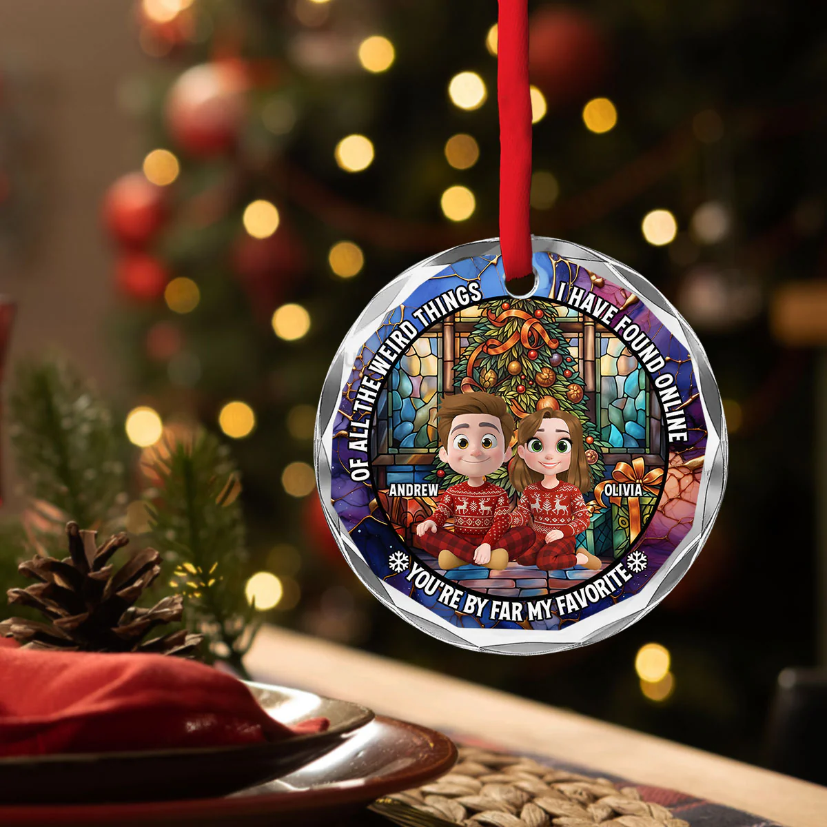 I Have Found You Online - Personalized Custom Glass Ornament - Image 3
