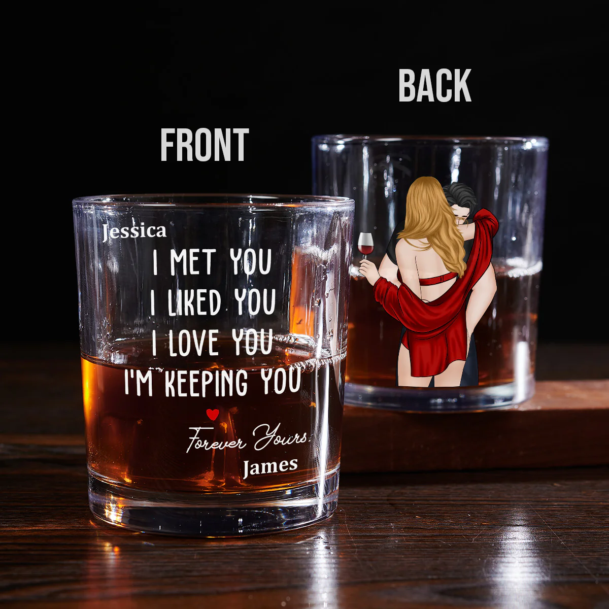 I Knew I Belonged To You - Personalized Custom Whiskey Glass - Image 2