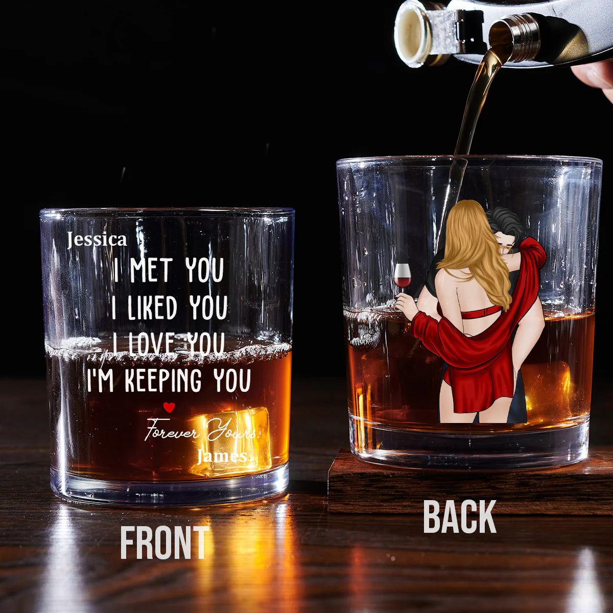 I Knew I Belonged To You - Personalized Custom Whiskey Glass - Image 3