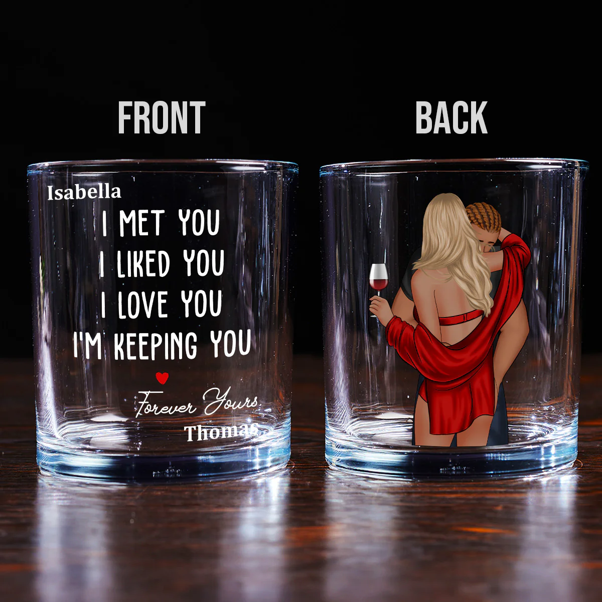 I Knew I Belonged To You - Personalized Custom Whiskey Glass - Image 4