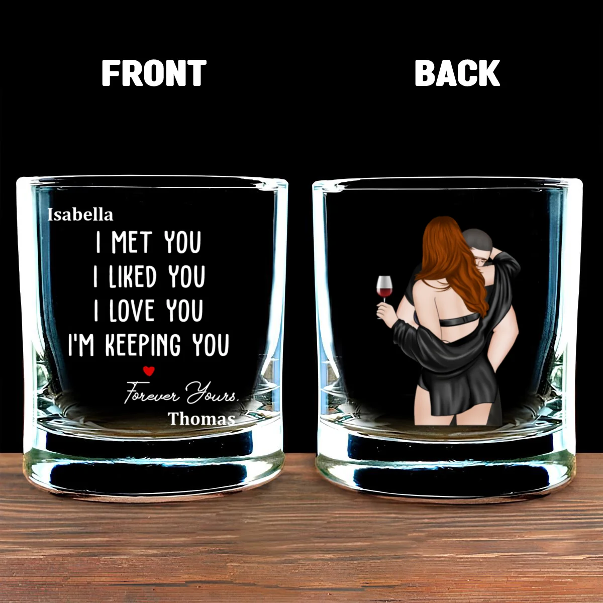 I Knew I Belonged To You - Personalized Custom Whiskey Glass - Image 6