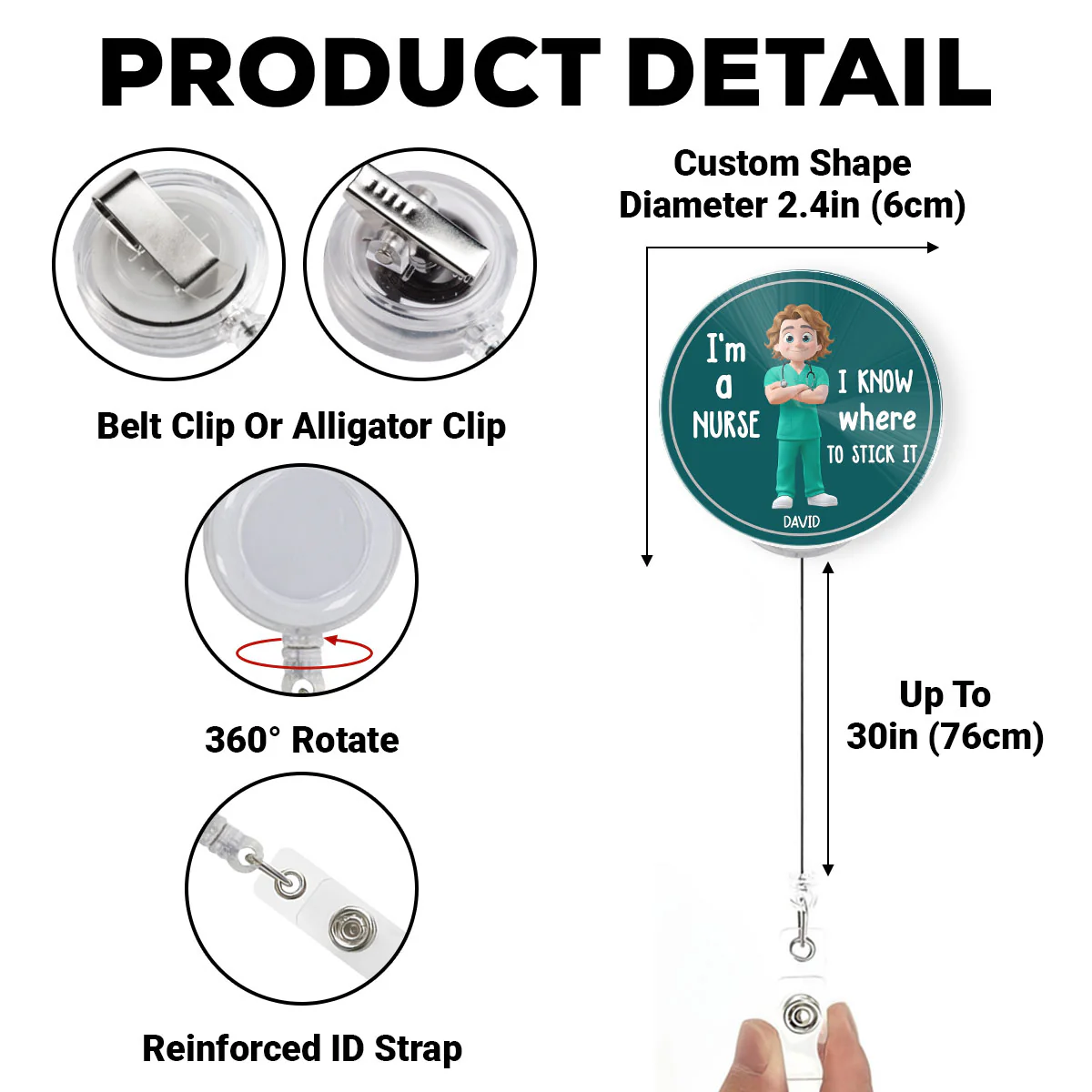 I Know Where To Stick It - Personalized Custom Acrylic Badge Reel - Image 7