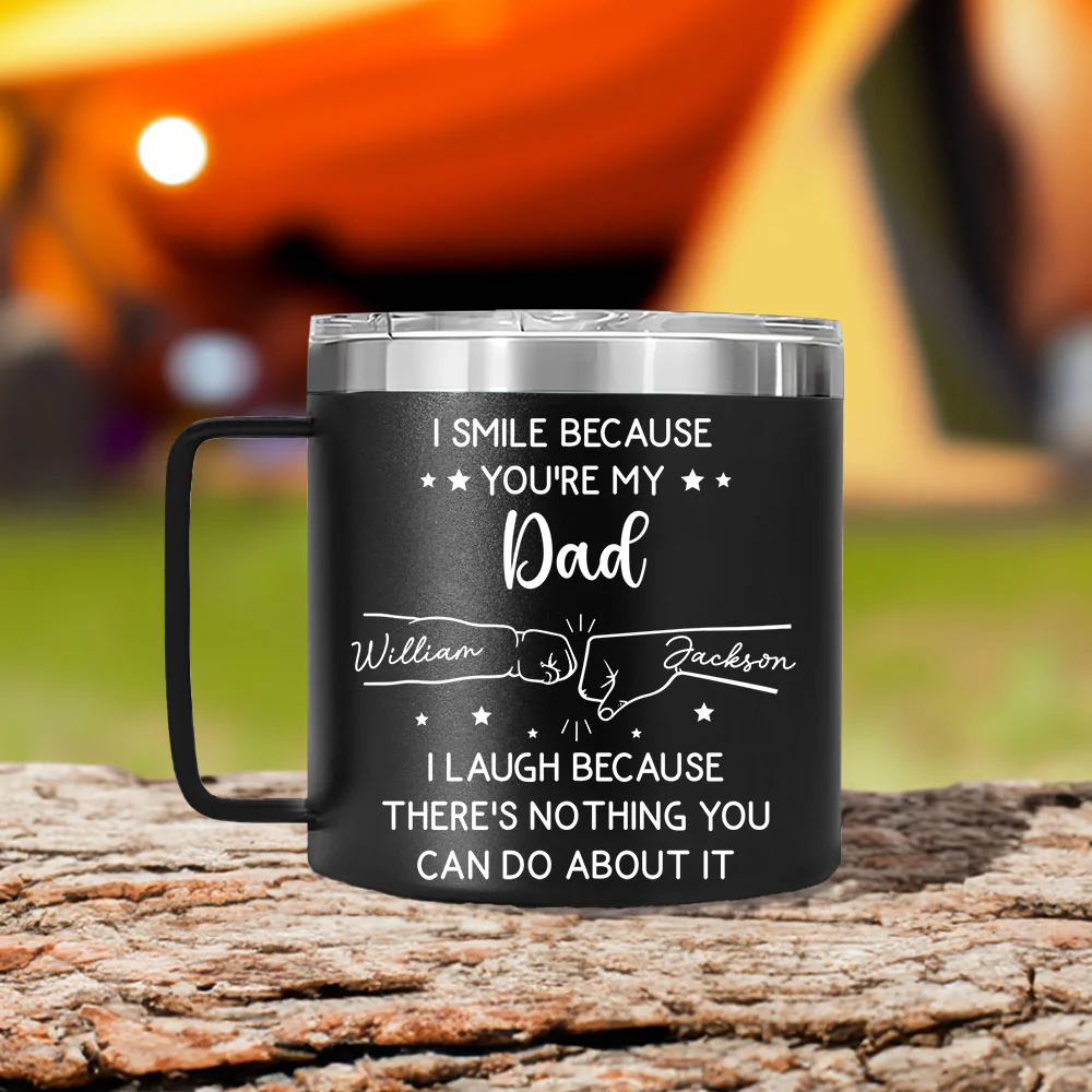 I Laugh Because Of You Brother - Personalized Custom 14oz Stainless Steel Tumbler With Handle - Image 2