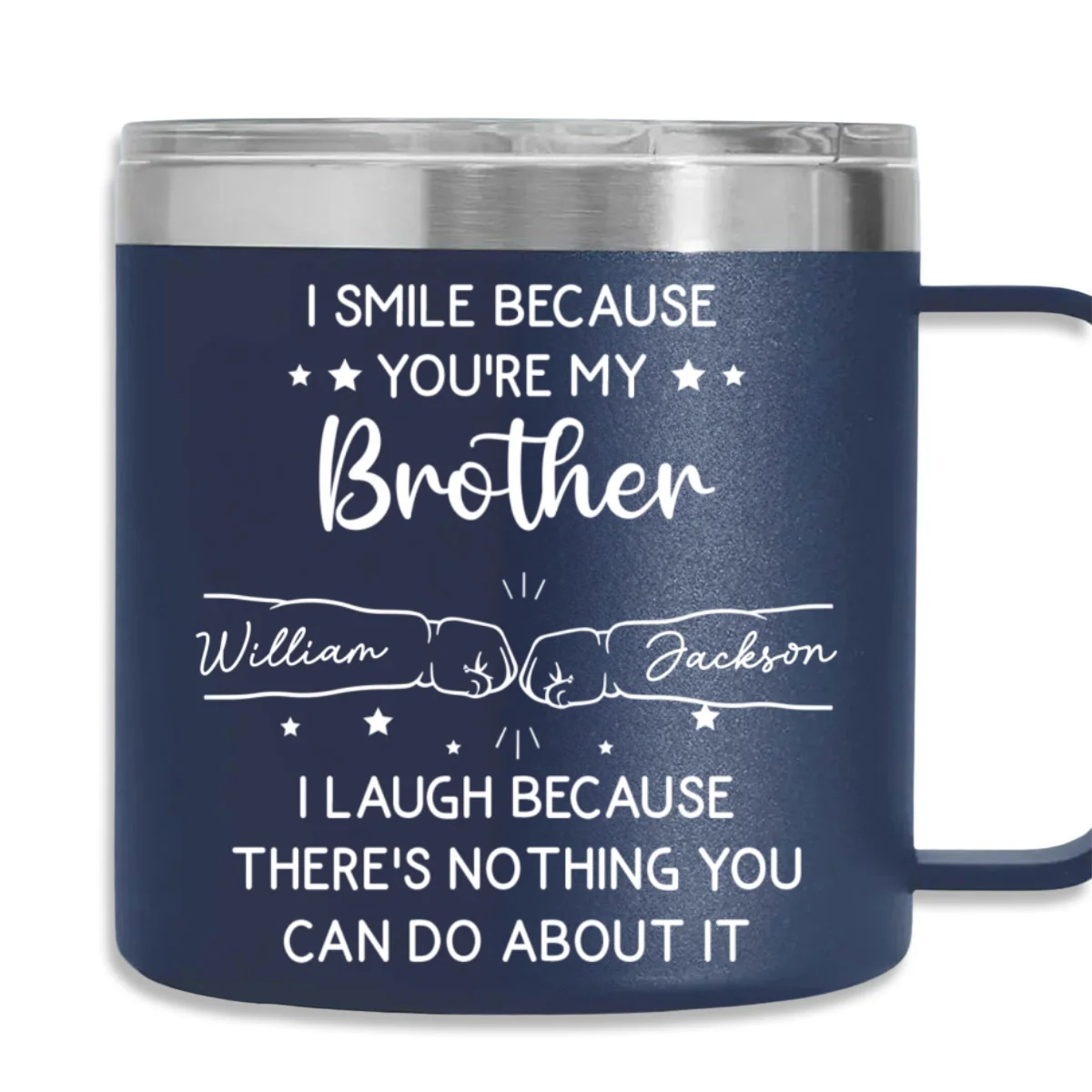 I Laugh Because Of You Brother - Personalized Custom 14oz Stainless Steel Tumbler With Handle - Image 6