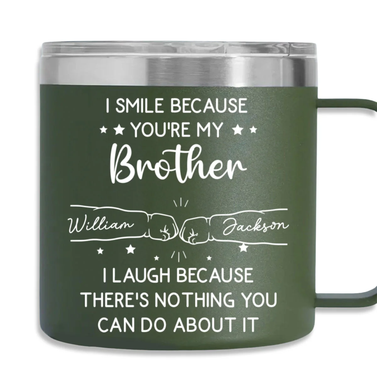 I Laugh Because Of You Brother - Personalized Custom 14oz Stainless Steel Tumbler With Handle - Image 7