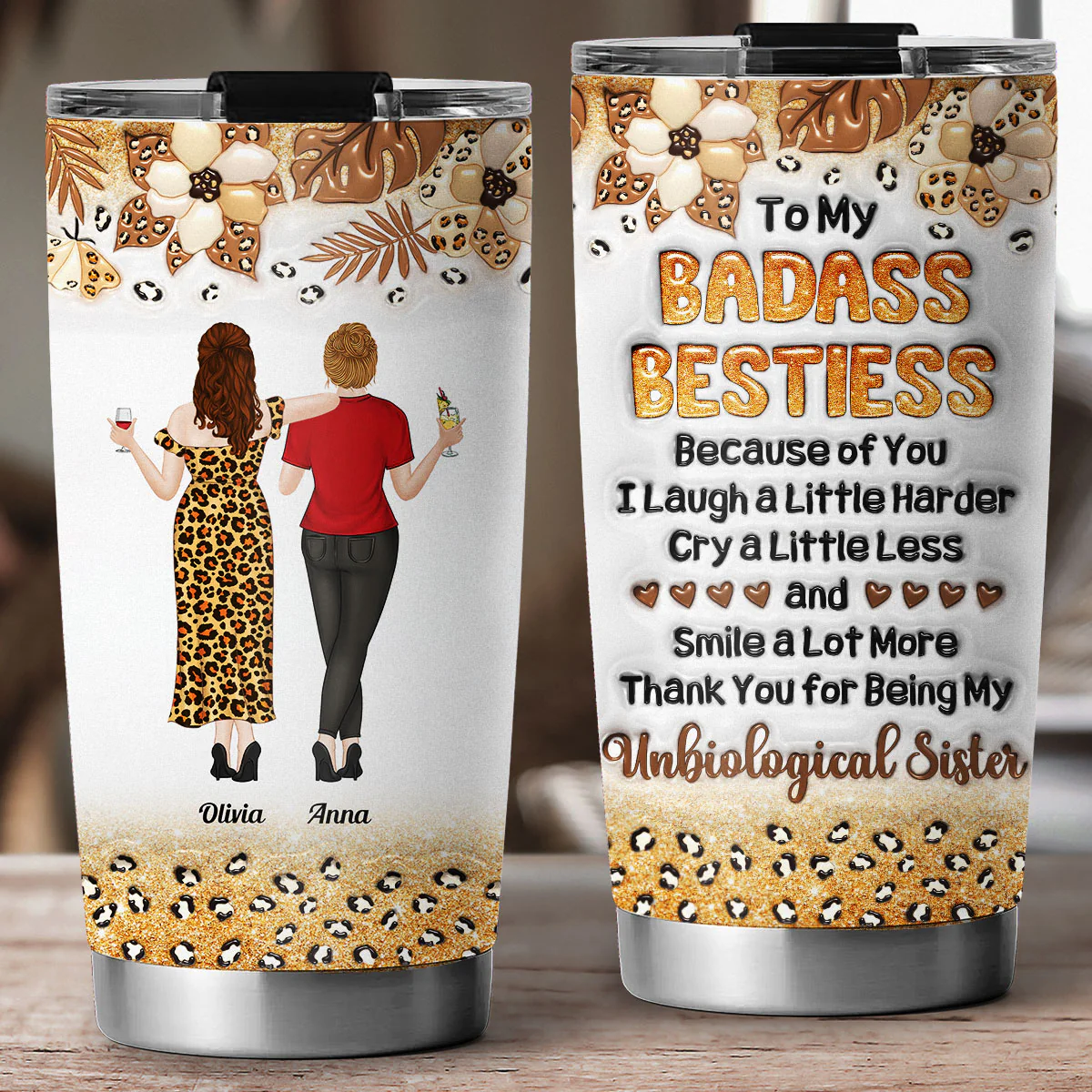I Laugh Harder Because Of You - Personalized Custom 3D Inflated Effect Tumbler - Image 2