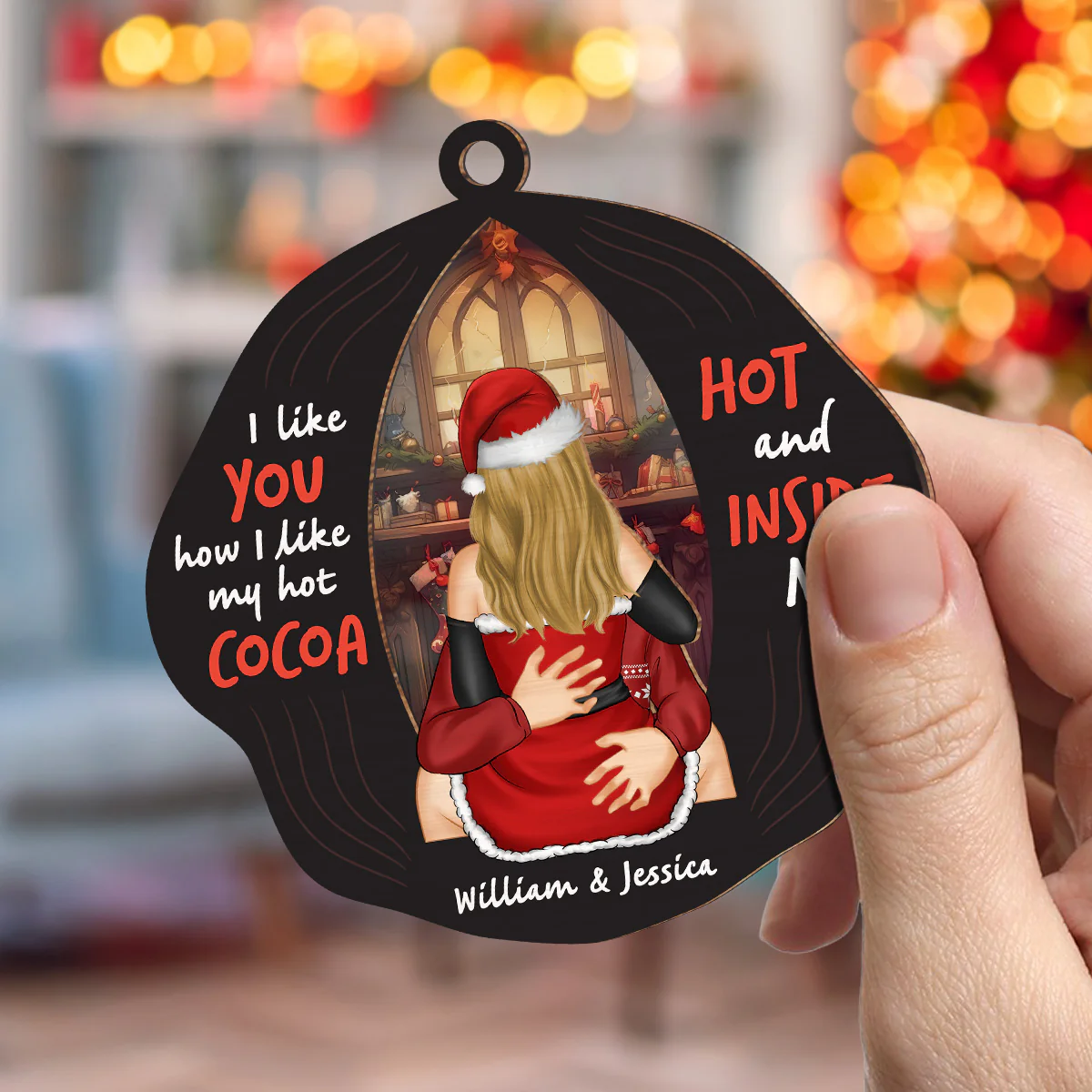 I Like My Hot Cocoa - Personalized Custom Suncatcher Ornament - Image 2