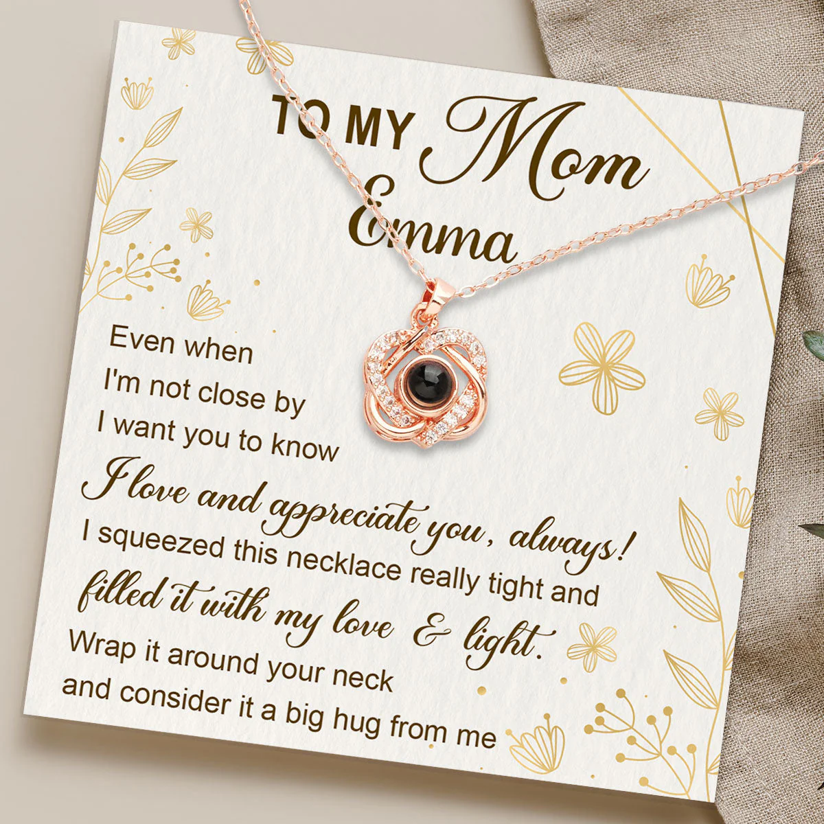 I Love And Appreciate You - Personalized Custom Preserved Rose With Projection Necklace - Image 2