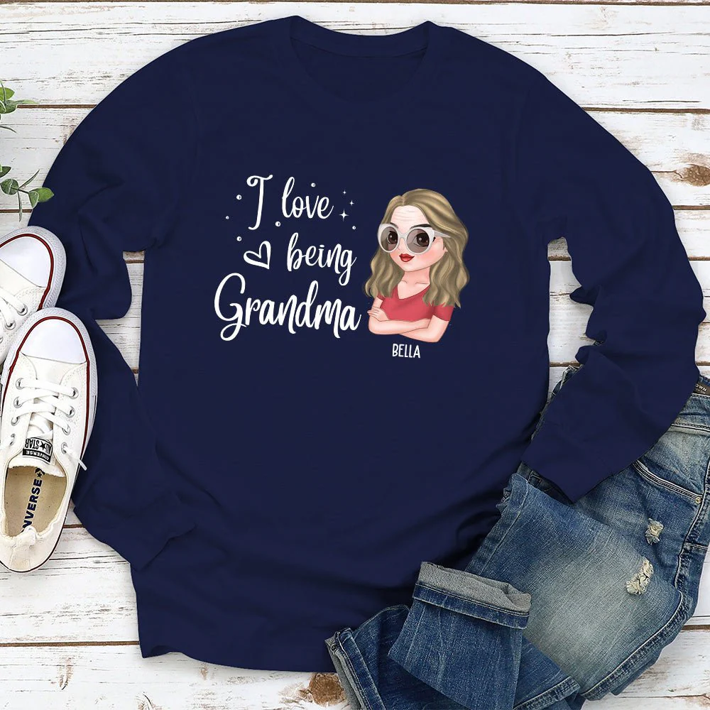 I Love Being Grandma - Personalized Custom Long Sleeve T-shirt - Image 2