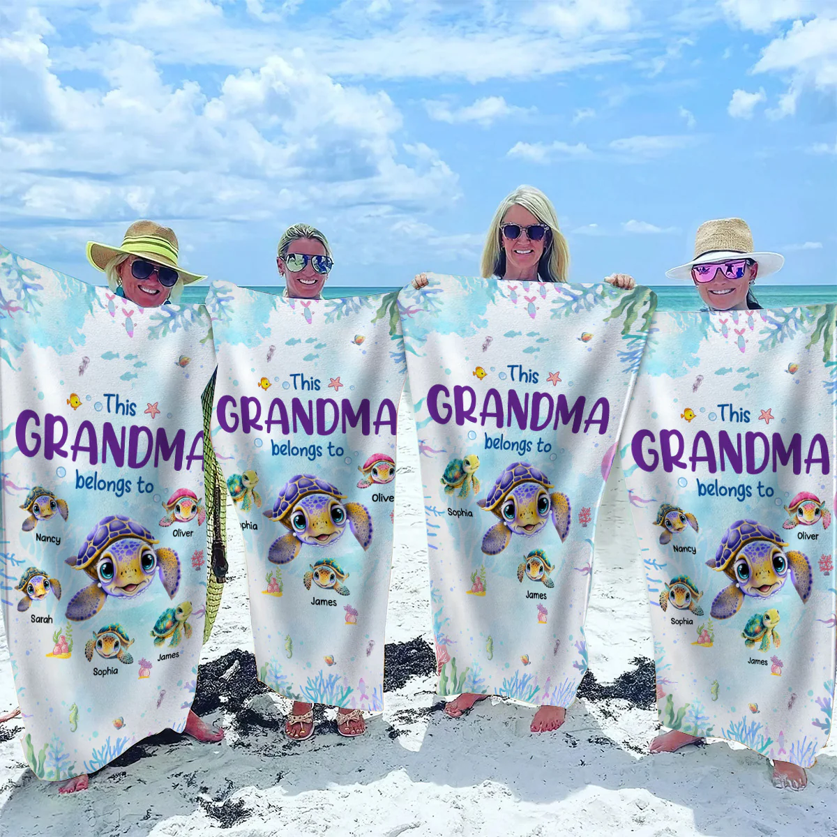 I Love Being Nana - Personalized Custom Beach Towel - Image 4