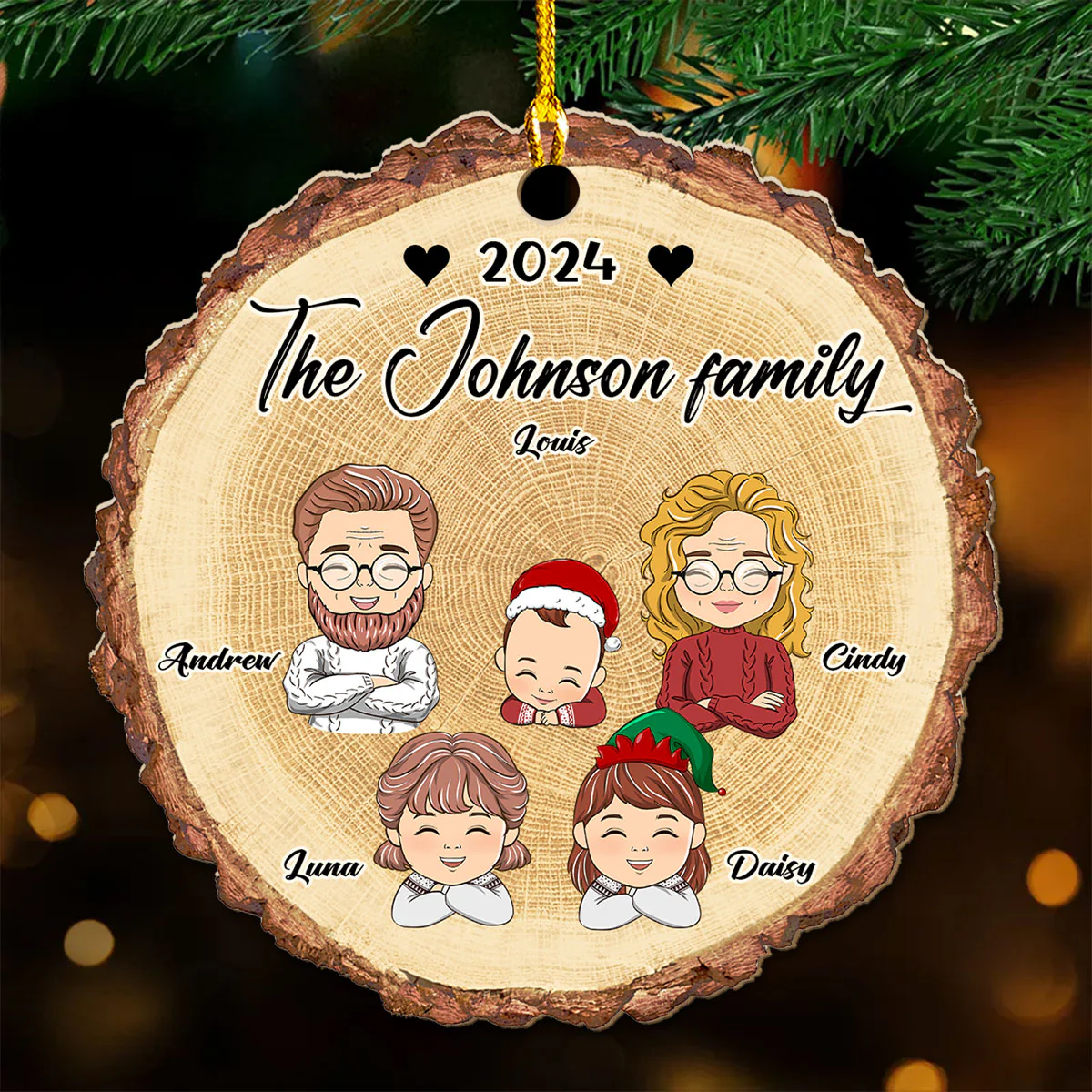 I Love My Family - Personalized Custom Wood Ornament - Image 4