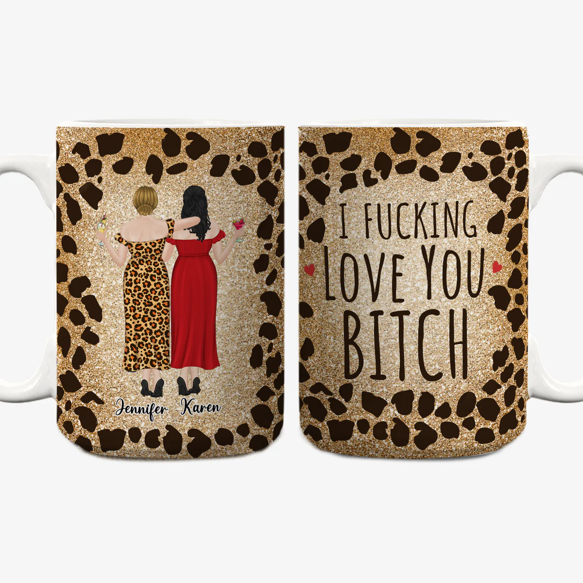 I Love My Friend Leopard - Personalized Custom Coffee Mug - Image 5