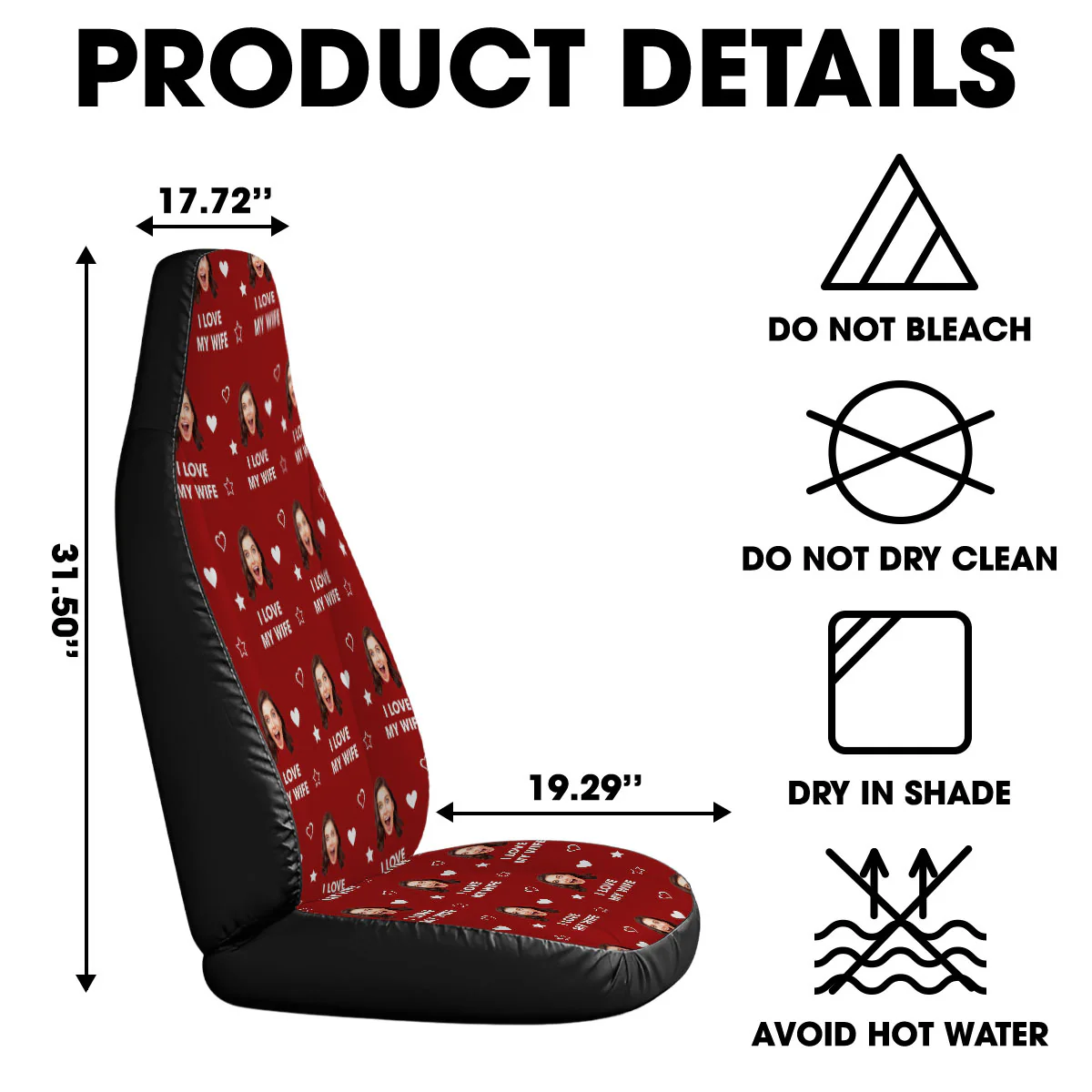 I Love My Lover - Personalized Custom Car Seat Cover - Image 5