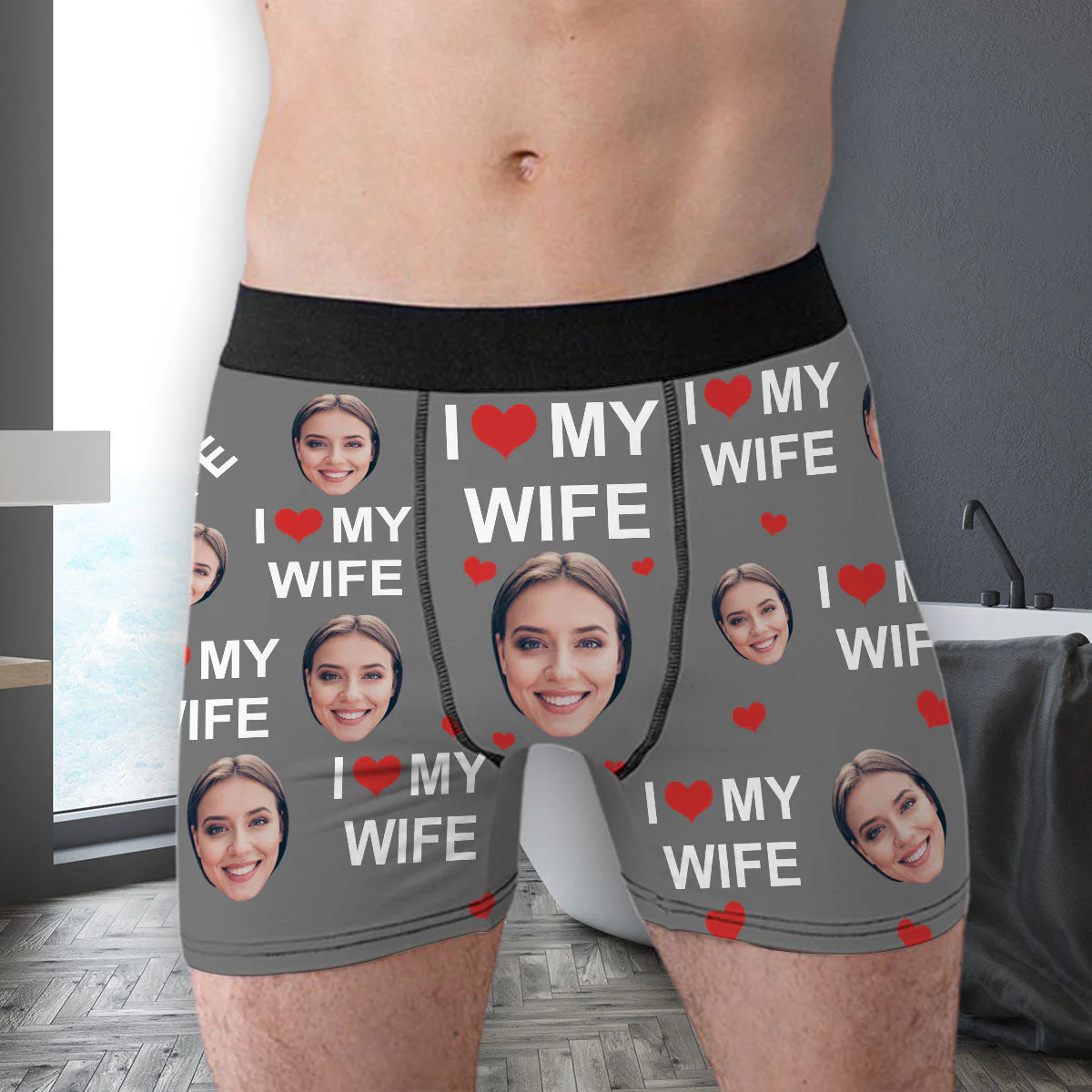 I Love My Wife - Personalized Photo Men's Boxer Briefs - Image 4