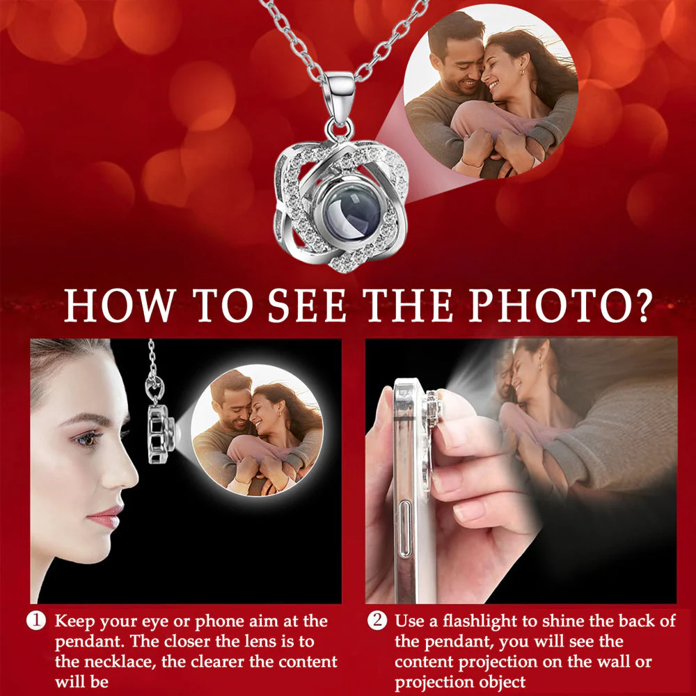 I Love You Always - Personalized Custom Preserved Rose With Projection Necklace - Image 4
