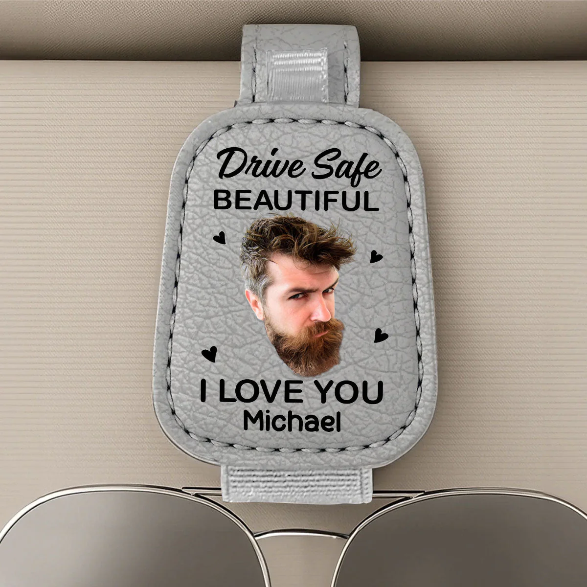 I Love You Beautiful - Personalized Custom Sunglasses Holder For Car Visor - Image 5