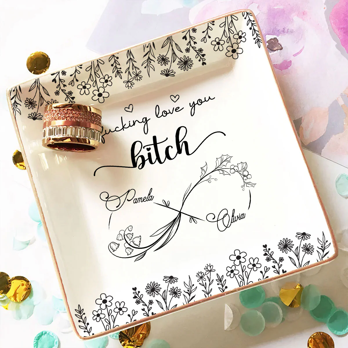 I Love You Bestie - Personalized Custom Jewelry Dish - Image 2