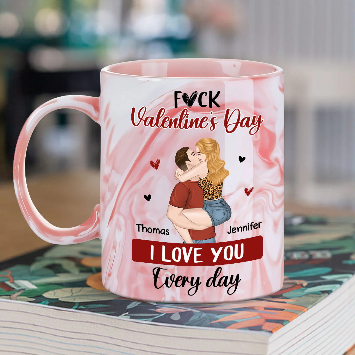 I Love You Every Day - Personalized Custom Pink Marble Mug - Image 2