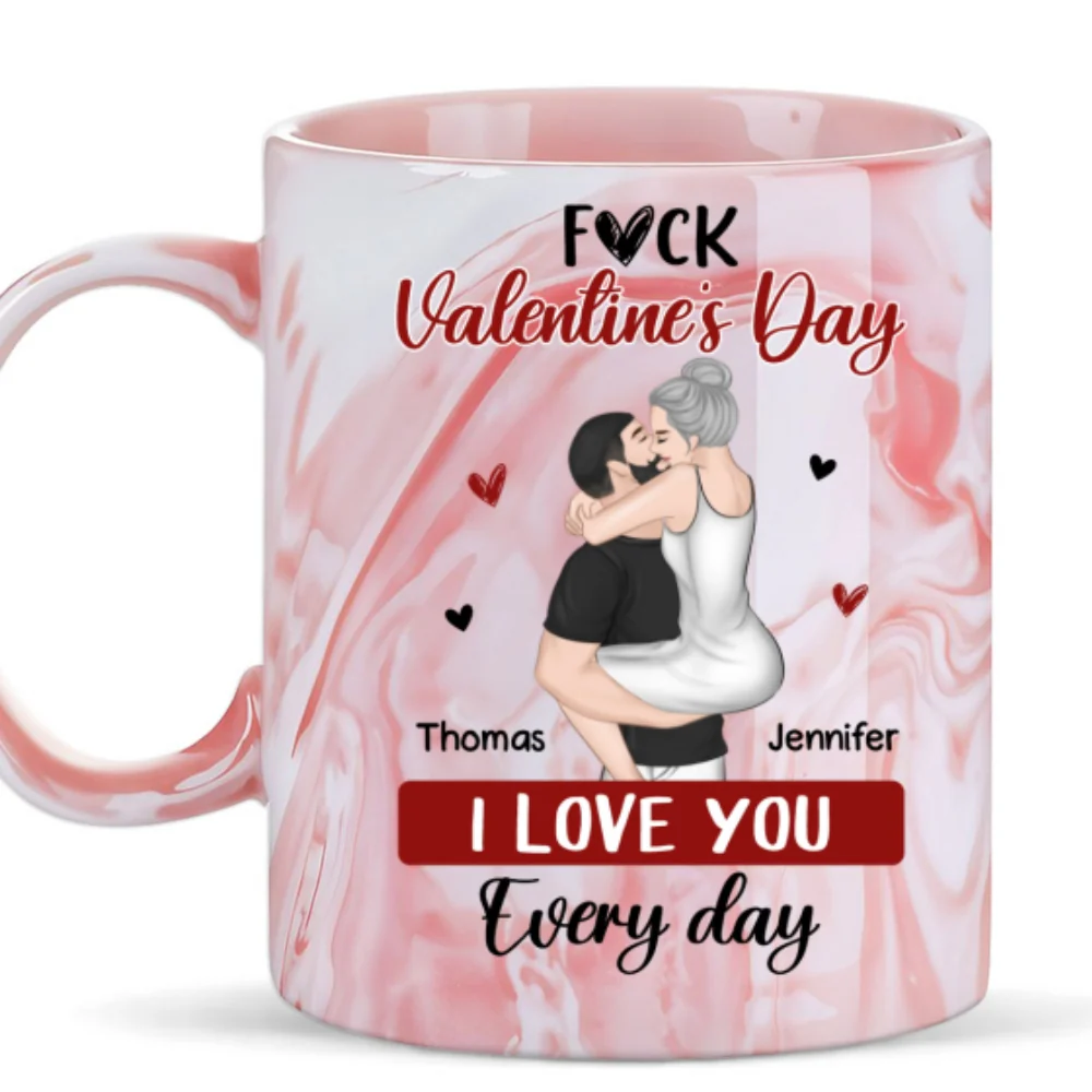 I Love You Every Day - Personalized Custom Pink Marble Mug - Image 7