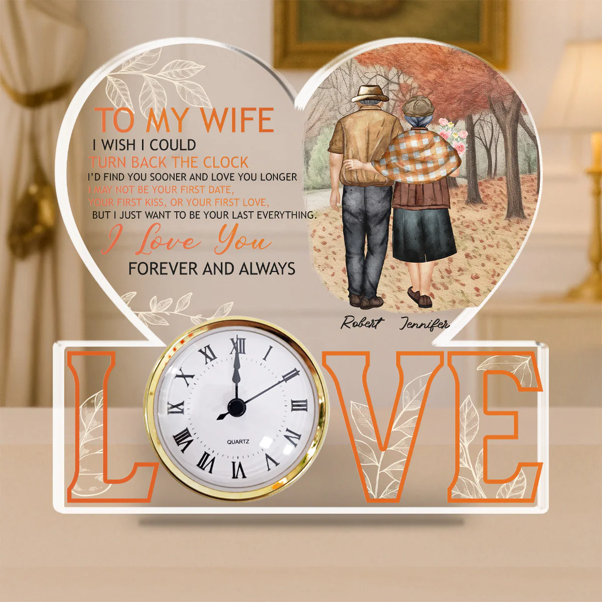 I Love You Forever & Always - Personalized Custom Acrylic Desk Clock Plaque - Image 2