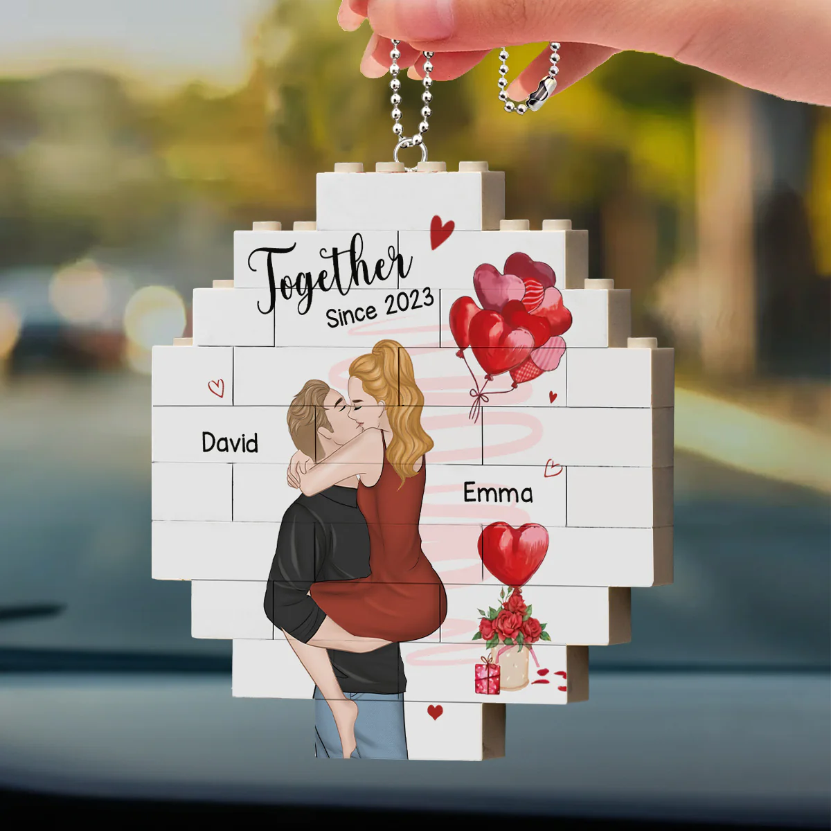 I Love You Forever - Personalized Custom Puzzle Car Ornament - Image 2