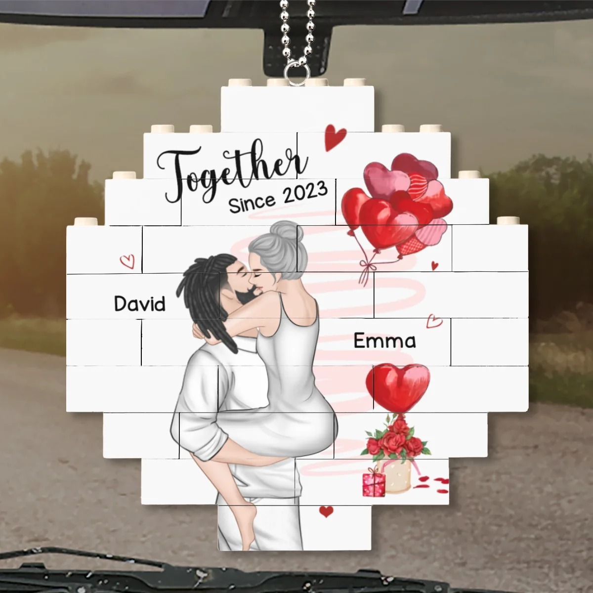 I Love You Forever - Personalized Custom Puzzle Car Ornament - Image 6