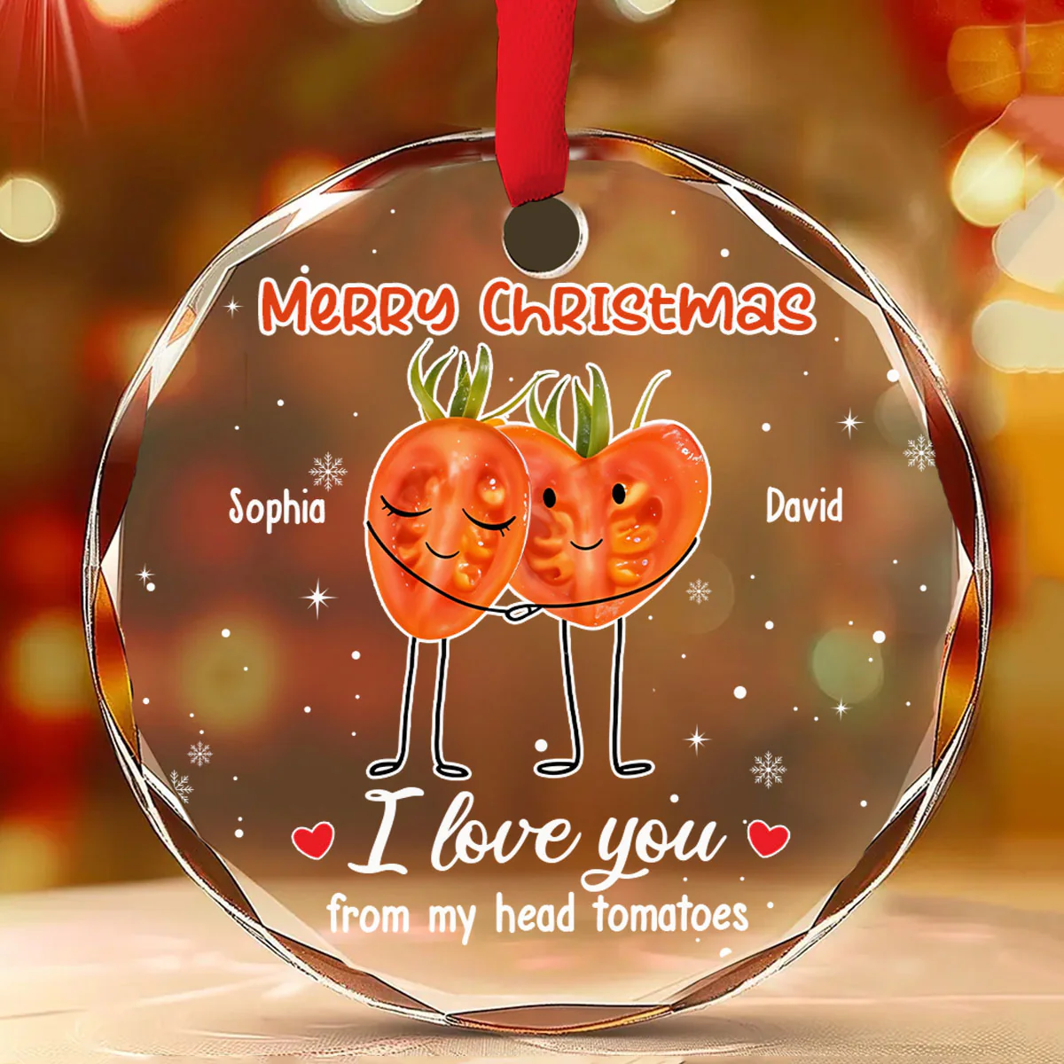 I Love You From My Head Tomatoes - Personalized Custom Glass Ornament - Image 4