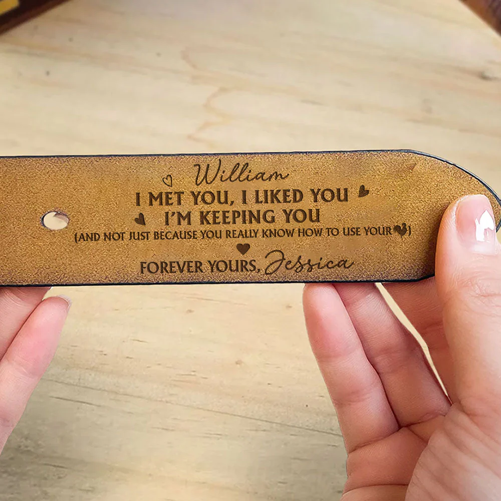 I Love You I Am Keeping You Funny Gift - Personalized Engraved Leather Belt - Image 3